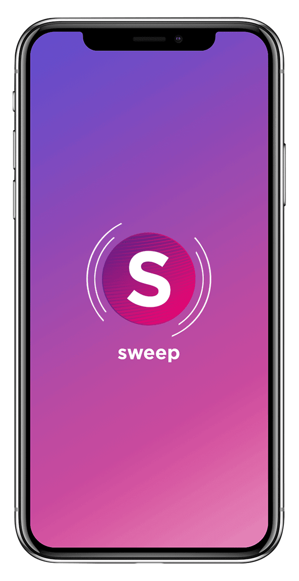 écran de chargement de l'application Sweep sur un iPhone X