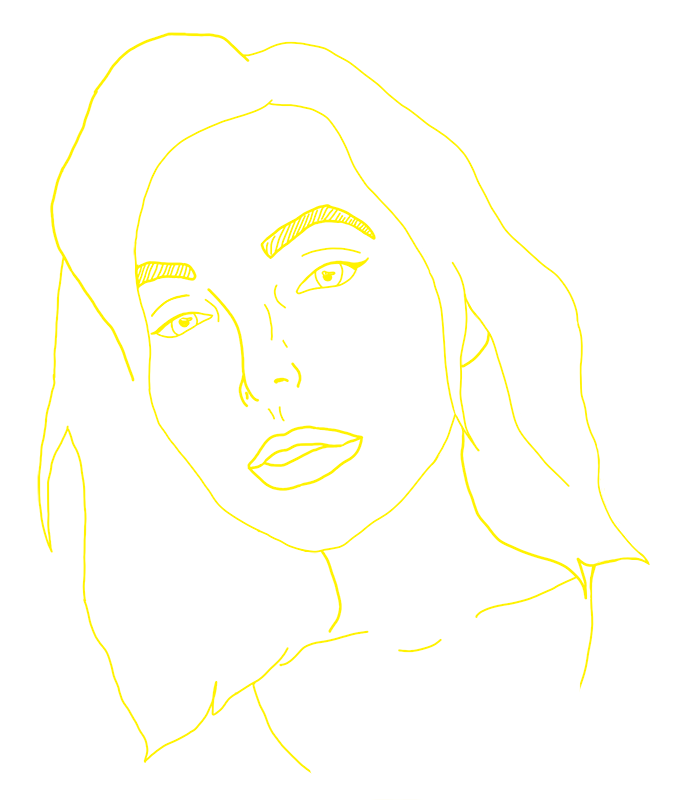 Autoportrait vectorisé en jaune